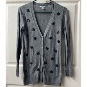 Old Navy Sweater Womens Size XS Dark Gray Button Up Festival Sequined Cardigan